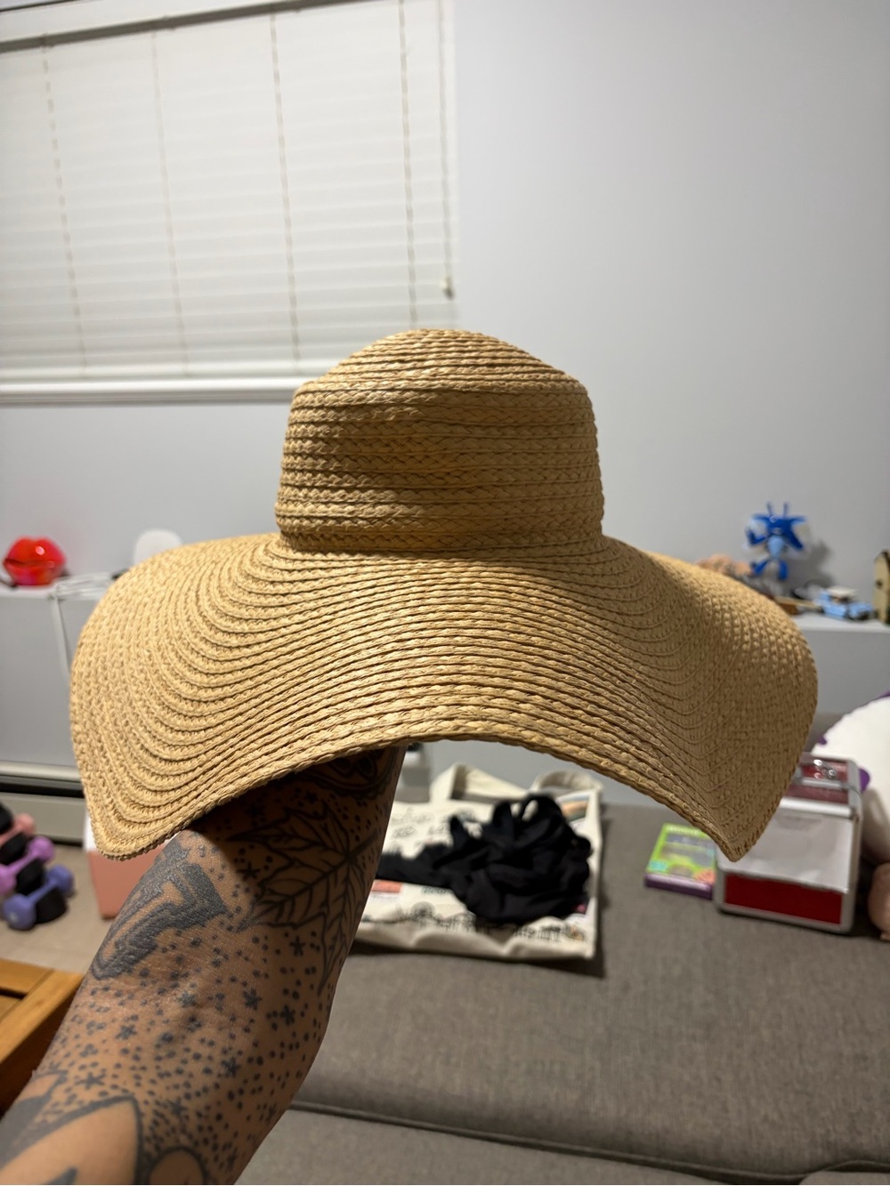 Auxiliary Tan Woven Wide-Brim Sun Hat